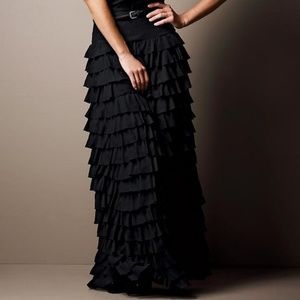 Large Max Studio maxi grey ruffled skirt